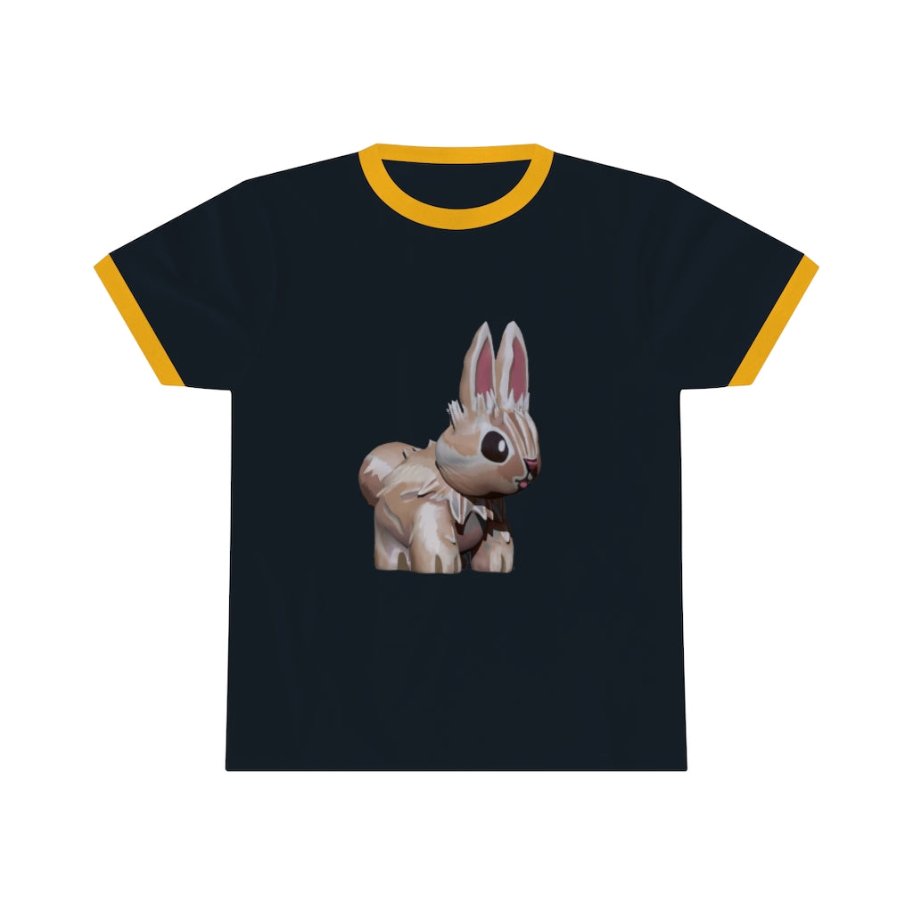 Bunny Unisex Ringer Tee in various colors, showcasing its lightweight fabric and classic design.