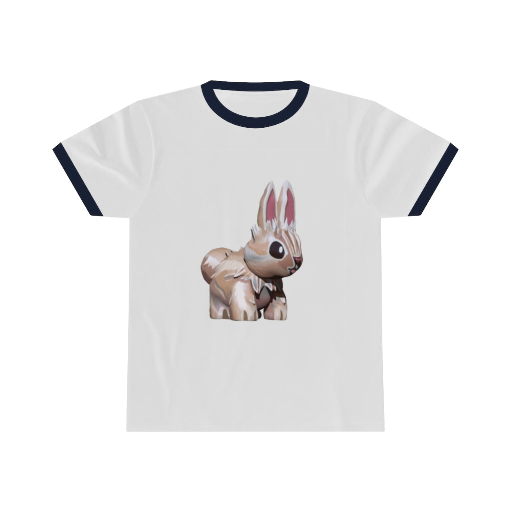 Bunny Unisex Ringer Tee in various colors, showcasing its lightweight fabric and classic design.