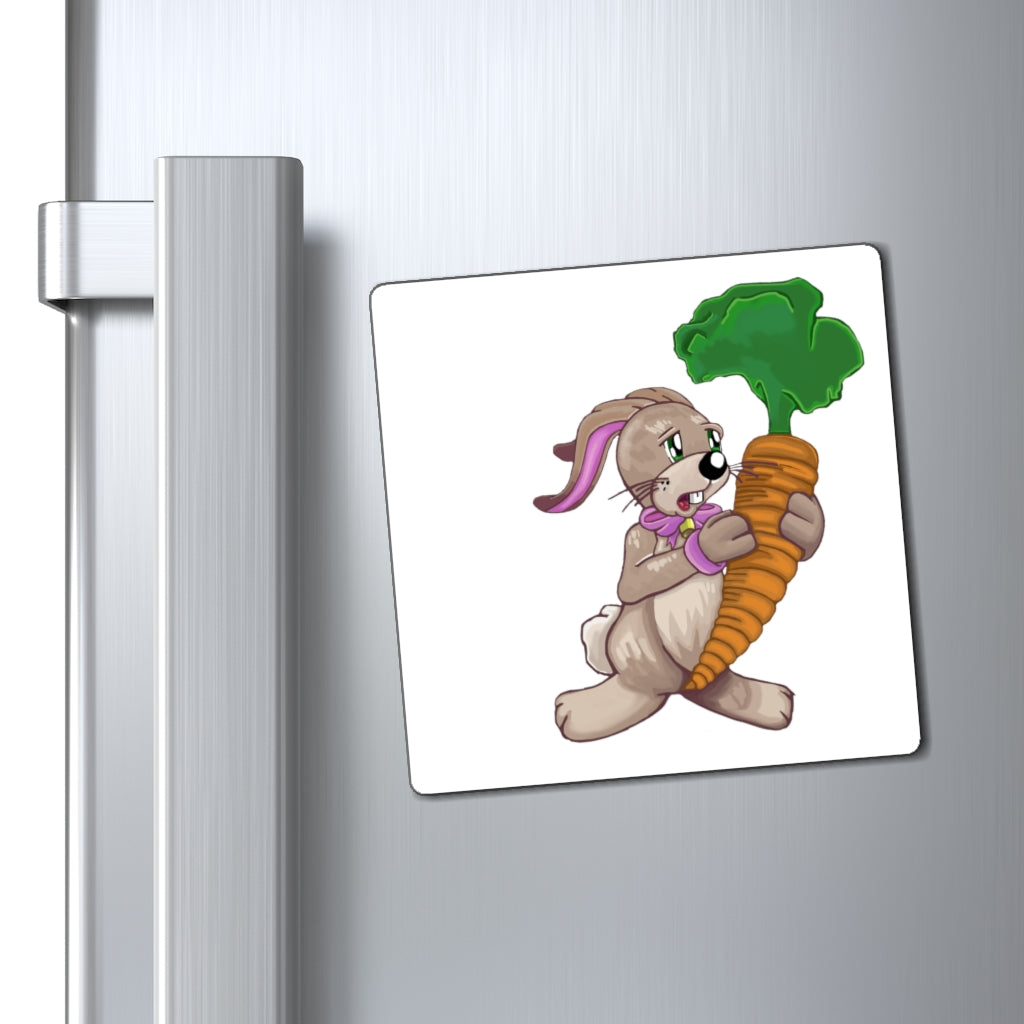 Colorful Bunny with Carrot Magnets showcasing a playful design, perfect for displaying messages on metallic surfaces.