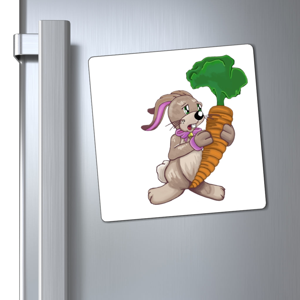 Colorful Bunny with Carrot Magnets showcasing a playful design, perfect for displaying messages on metallic surfaces.