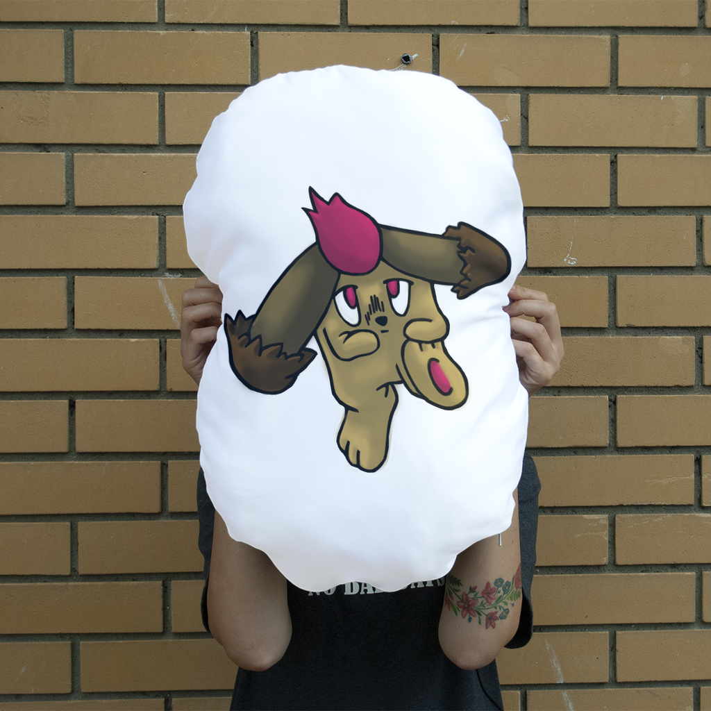 A large, personalized cushion featuring a face, showcasing its unique design and vibrant colors.