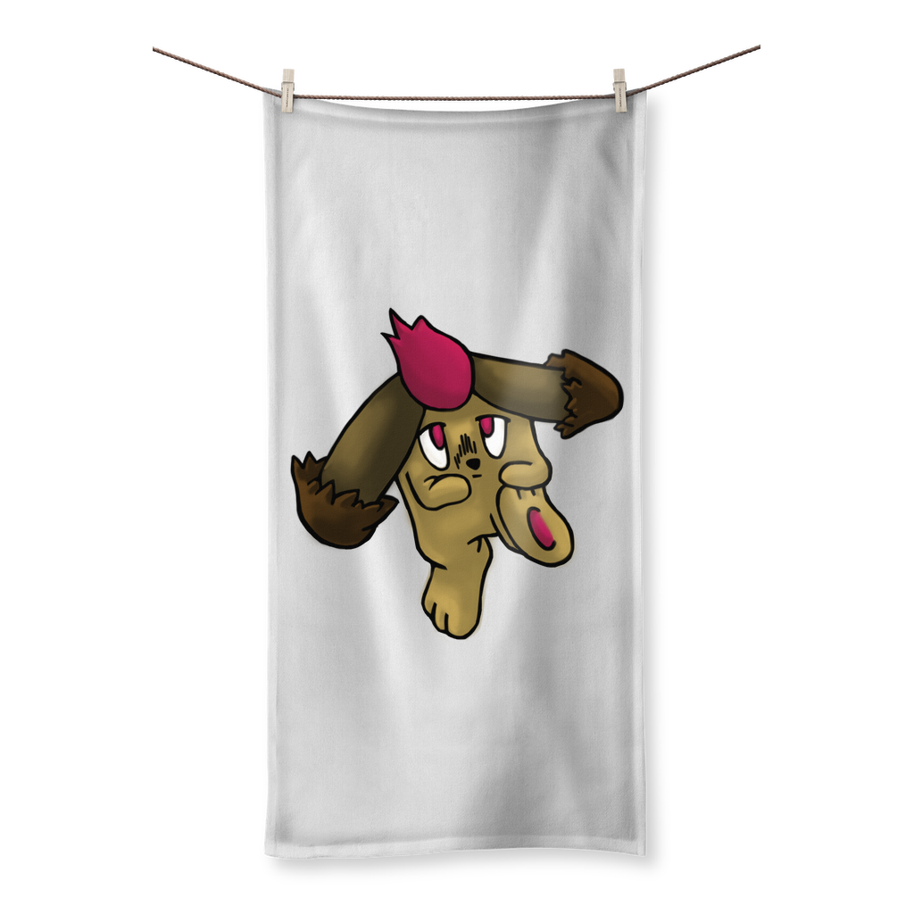 Bunyun Sublimation All Over Towel showcasing vibrant designs on the polyester side and soft cotton backing, available in various sizes.