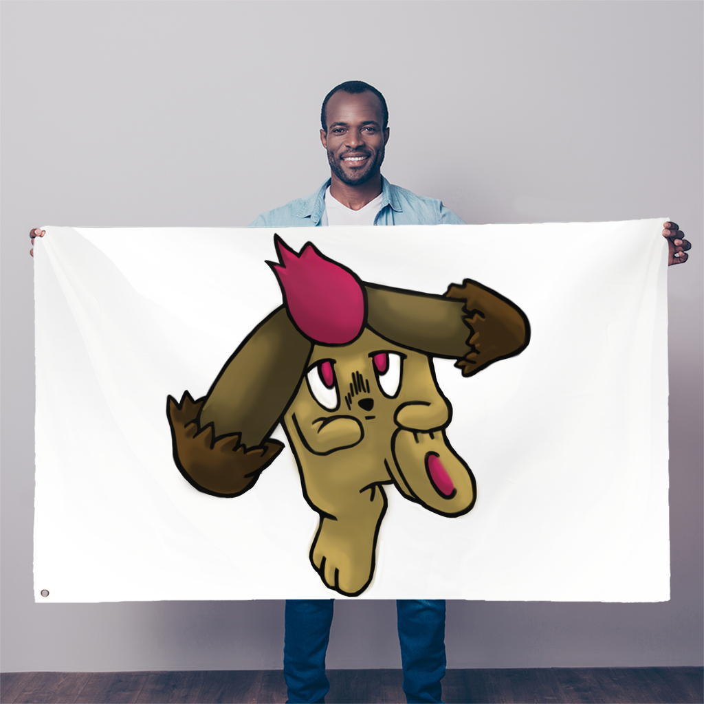 Bunyun Sublimation Flag measuring 5FT x 3FT, made of durable polyester with vibrant colors and double-stitched edges, featuring two eyelets for easy hanging.