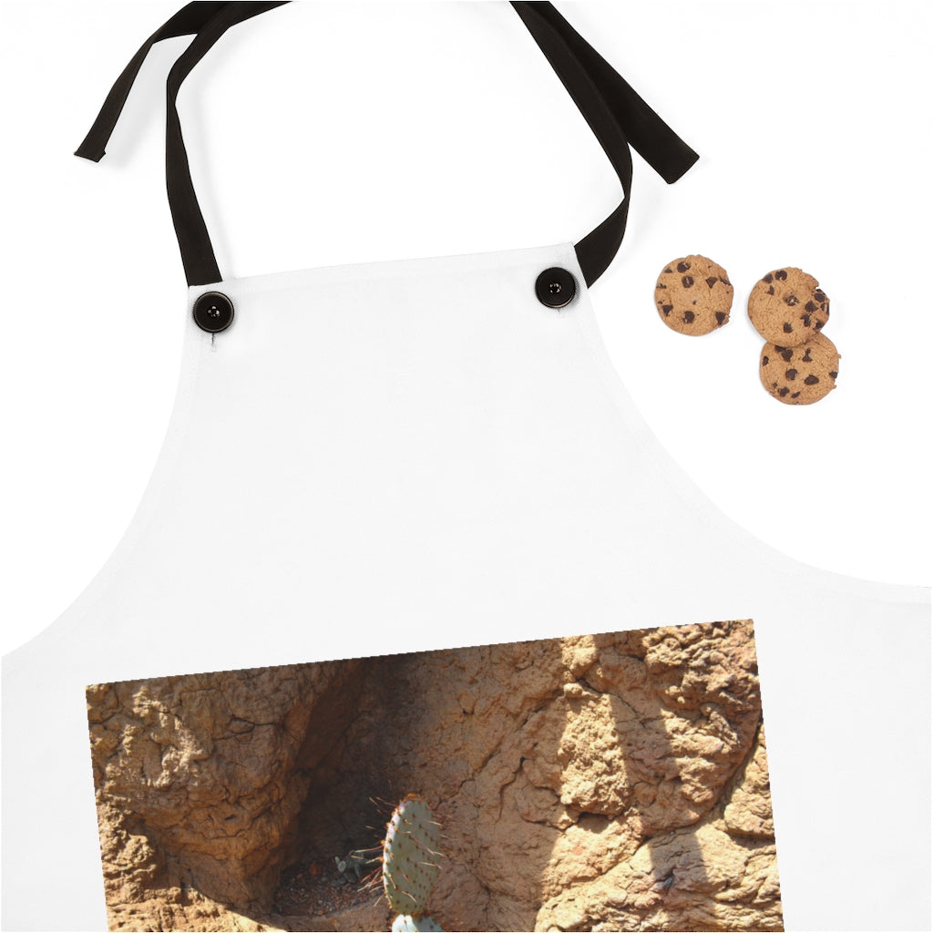 Stylish cactus-themed apron with black detachable straps, perfect for cooking.