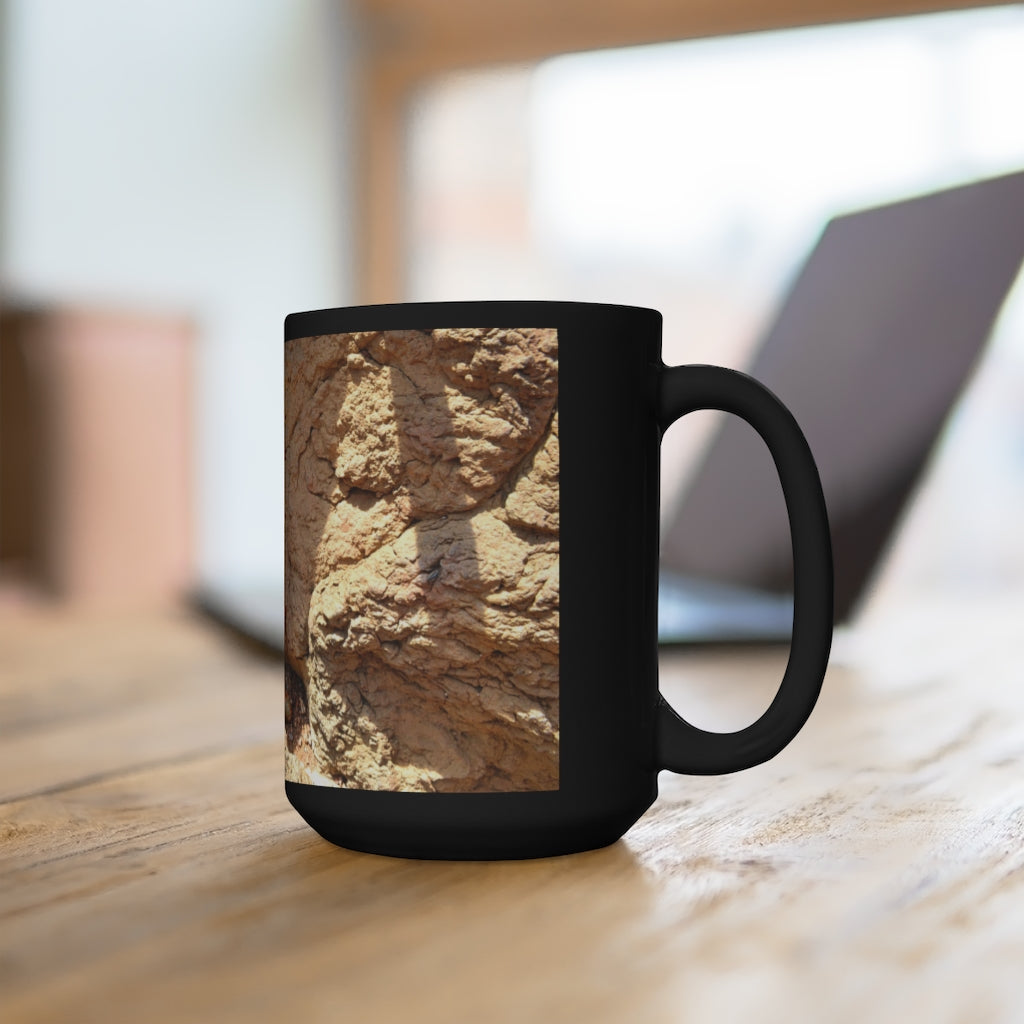 Cactus Black Mug 15oz, a stylish black ceramic mug with rounded corners and a comfortable C-handle, perfect for coffee and tea.