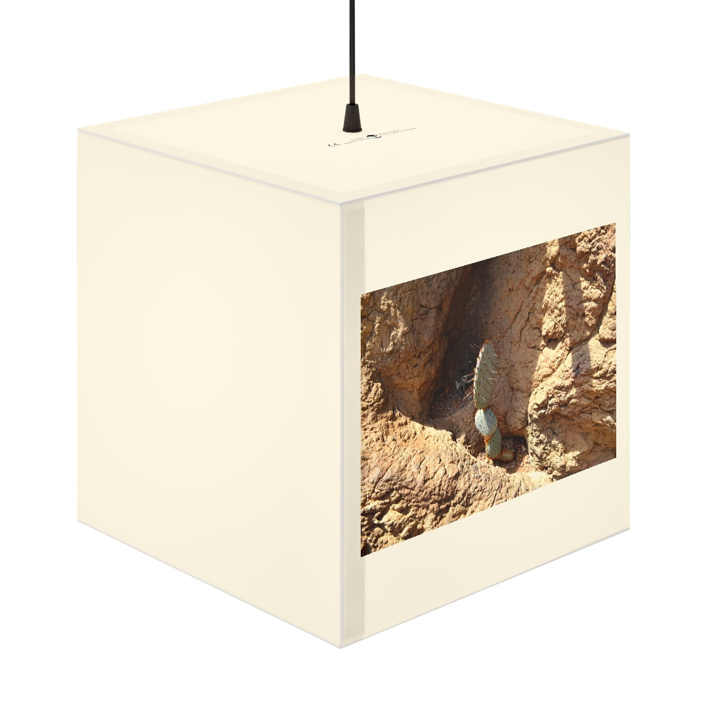 A stylish Cactus Personalized Lamp in a cube shape, showcasing its unique design and soft glow, perfect for home or shop decor.