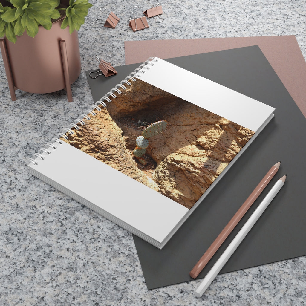 Cactus Spiral Notebook with customizable covers and wide-ruled pages, featuring a semi-gloss laminated finish.