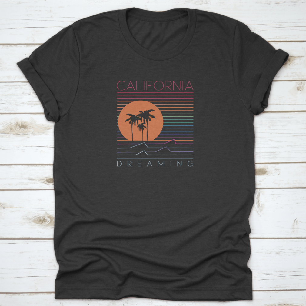 California Dreaming Beach T-shirt featuring a palm tree logo design, perfect for summer wear.