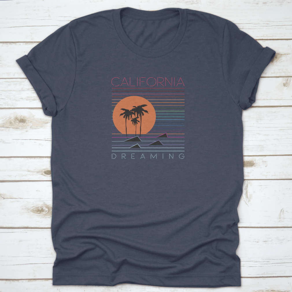 California Dreaming Beach T-shirt featuring a palm tree logo design, perfect for summer wear.