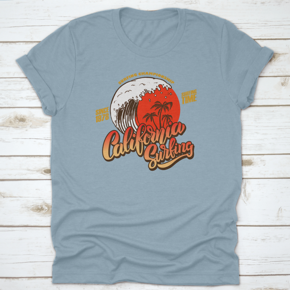 California Surfing Time Championship t-shirt featuring waves and surf culture design, made from 100% cotton for comfort.