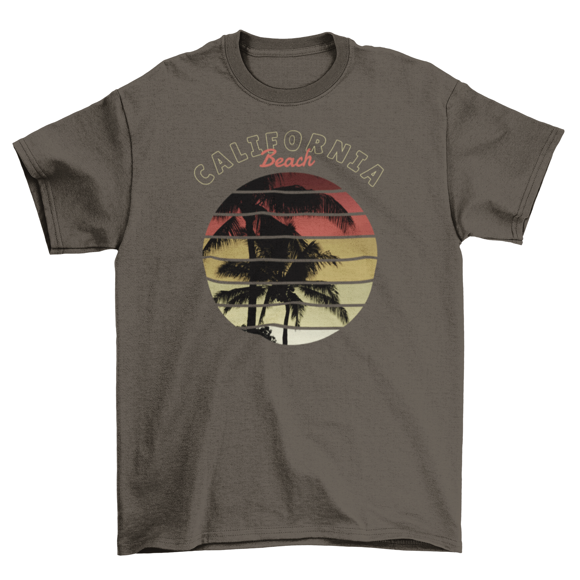 California Vintage T-shirt featuring a retro sunset design, showcasing vibrant colors and a stylish fit.