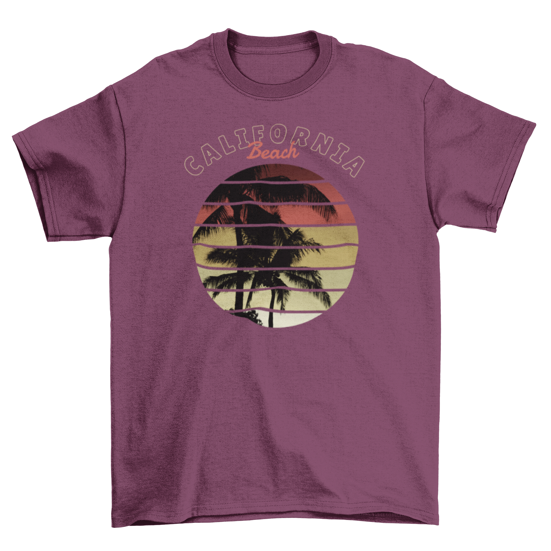 California Vintage T-shirt featuring a retro sunset design, showcasing vibrant colors and a stylish fit.