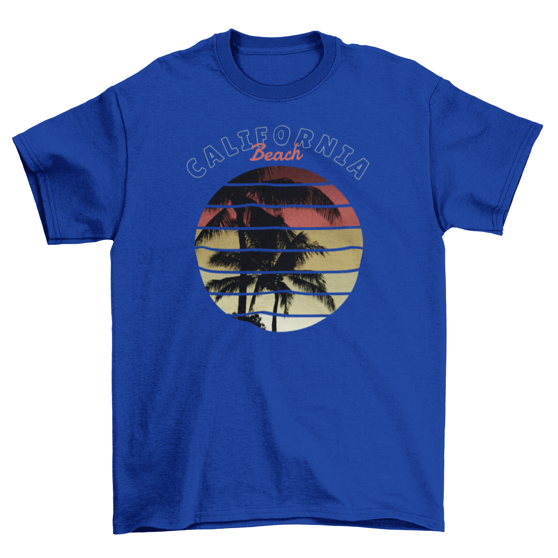 California Vintage T-shirt featuring a retro sunset design, showcasing vibrant colors and a stylish fit.