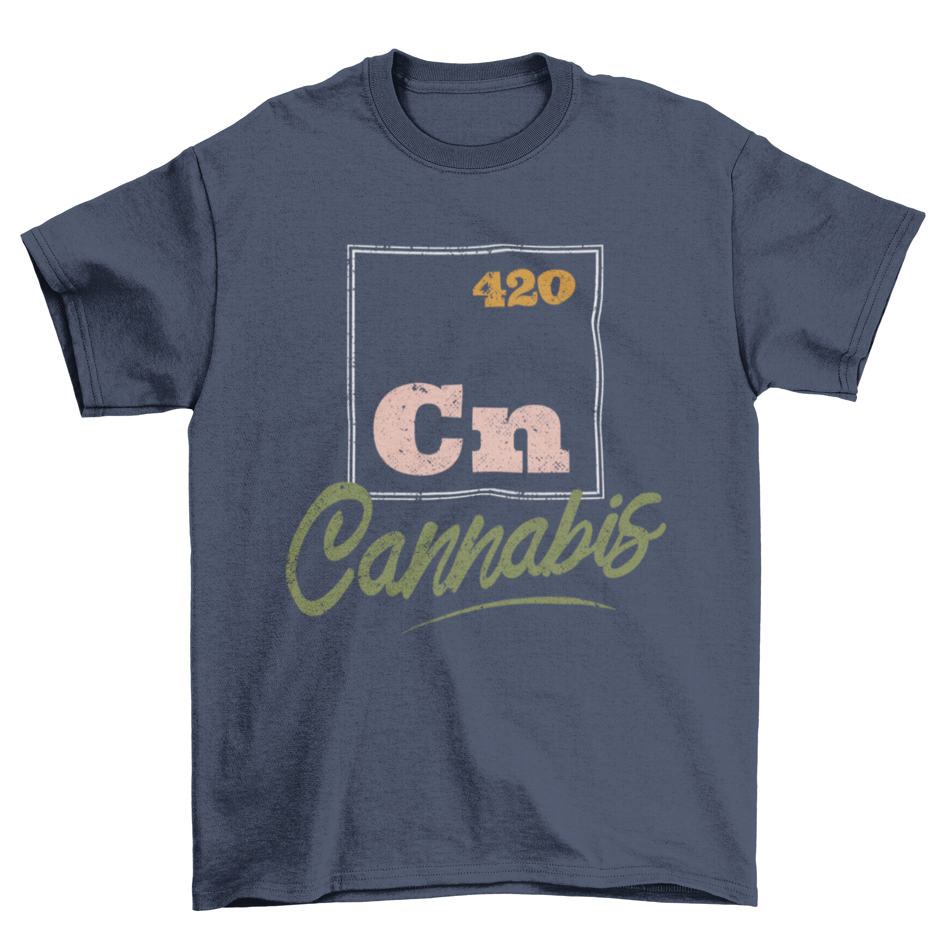 Cannabis Periodic Element T-shirt featuring Cn and the number 420, designed for cannabis enthusiasts.