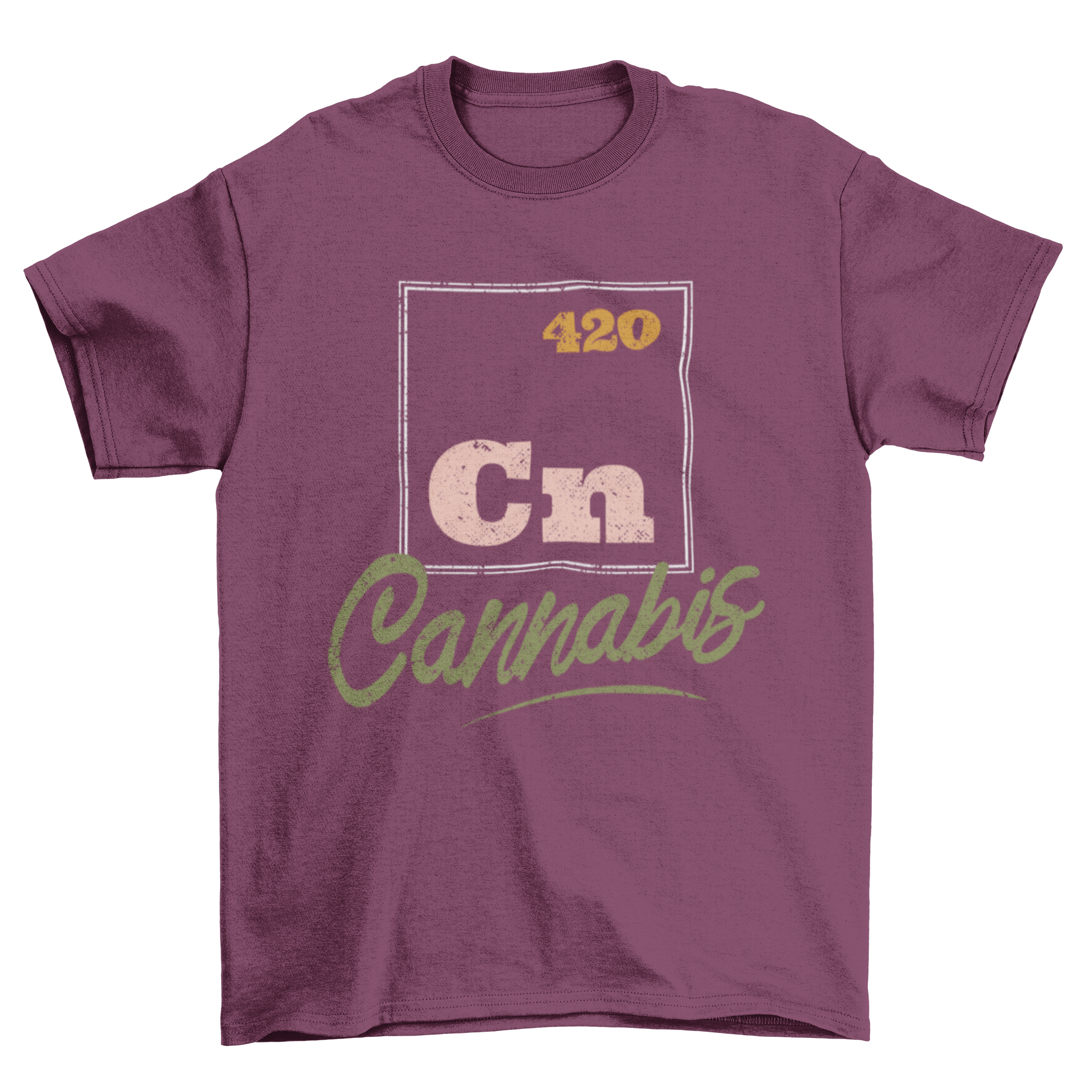 Cannabis Periodic Element T-shirt featuring Cn and the number 420, designed for cannabis enthusiasts.