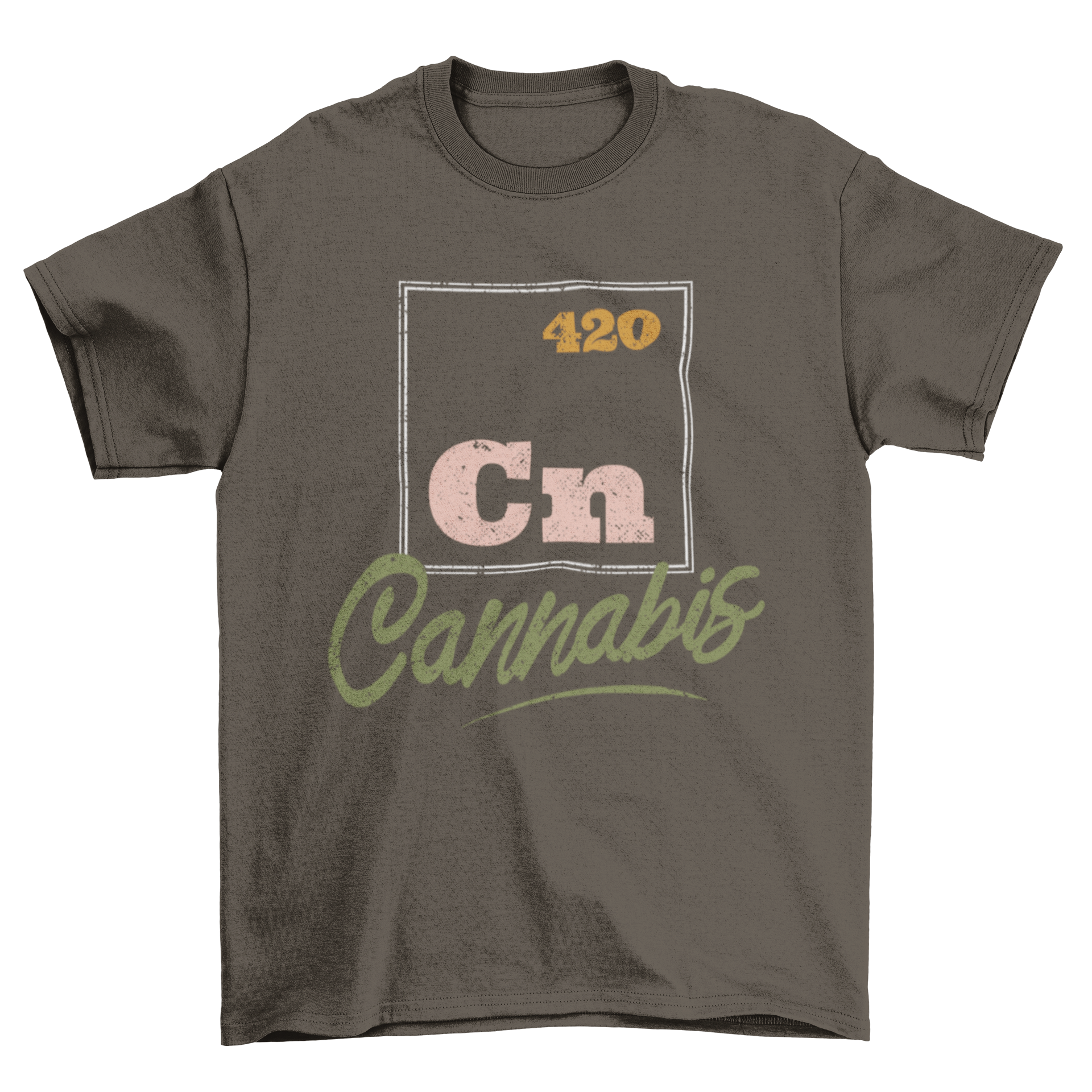 Cannabis Periodic Element T-shirt featuring Cn and the number 420, designed for cannabis enthusiasts.