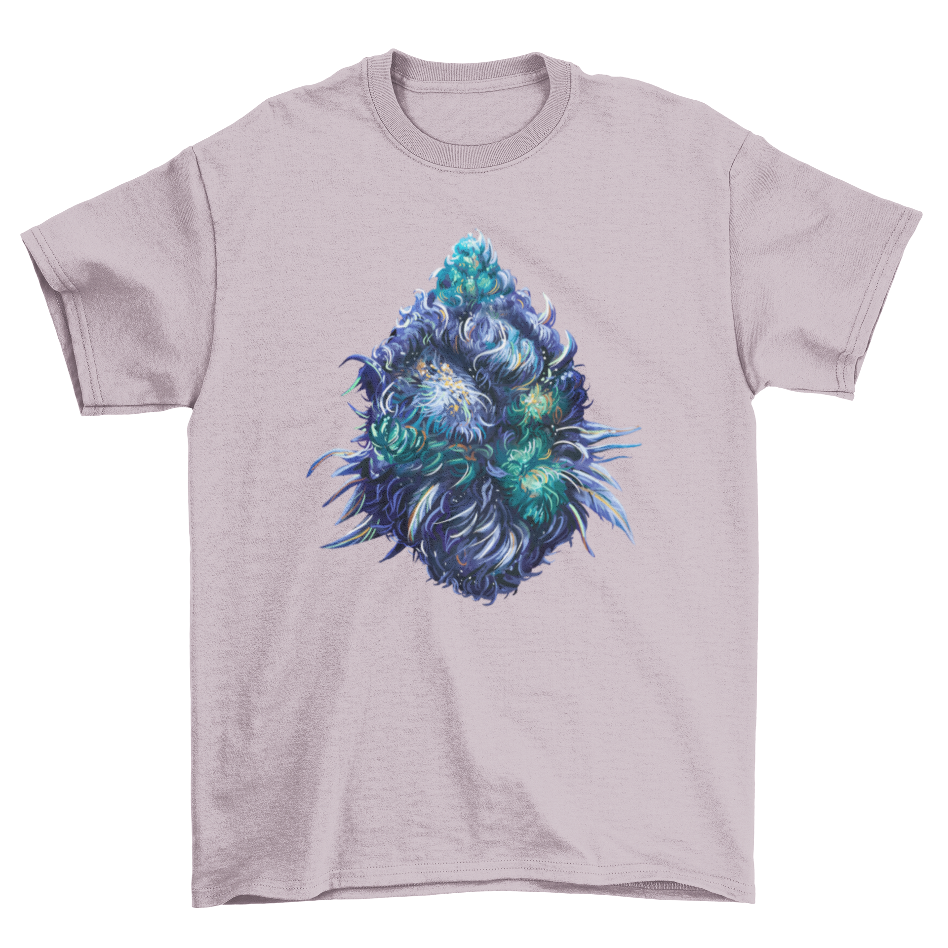 Stylish t-shirt featuring a detailed cannabis plant buds design, perfect for nature lovers.