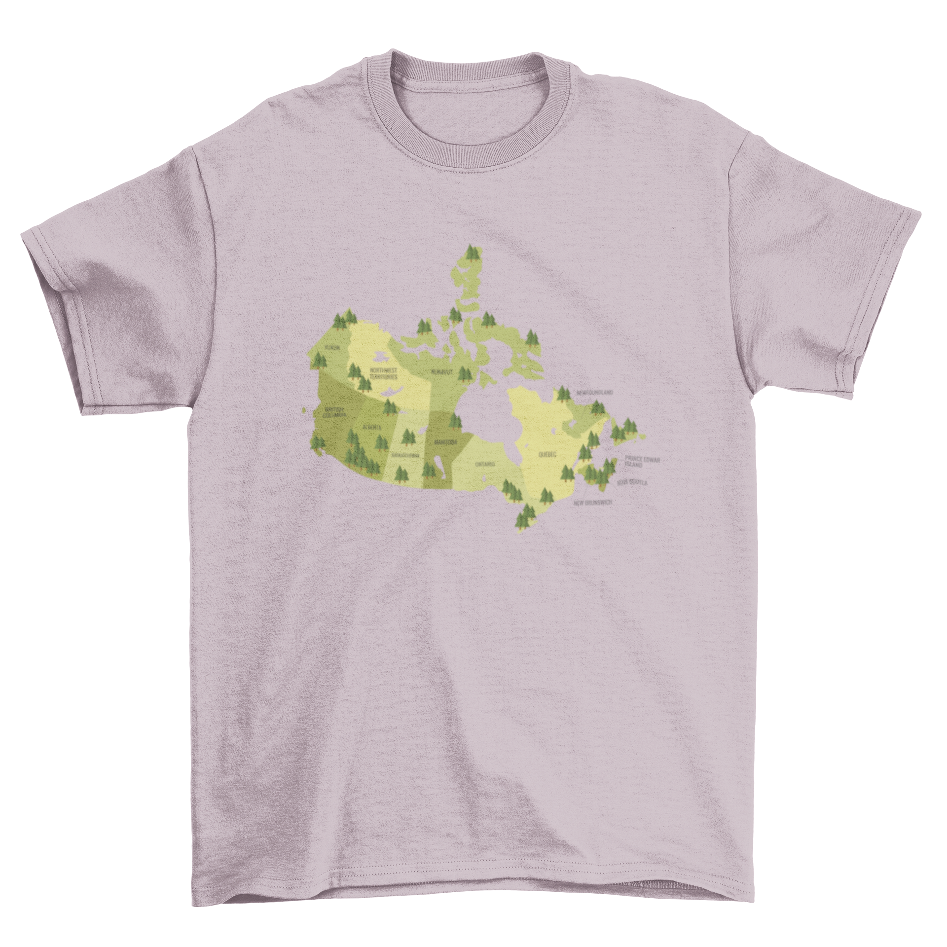 A stylish t-shirt featuring a colorful illustration of the Canada national parks map, showcasing various parks and landscapes.