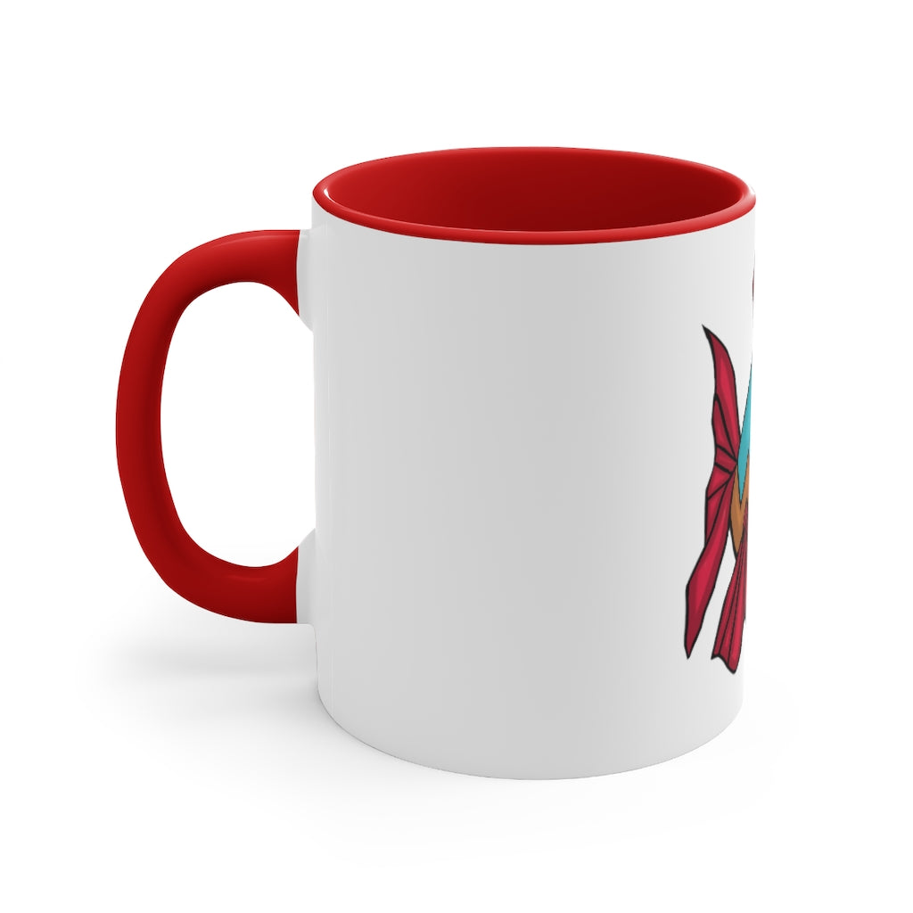 Cannip 11oz Accent Mug featuring a white ceramic body with a colored interior and handle, ideal for personalized designs.