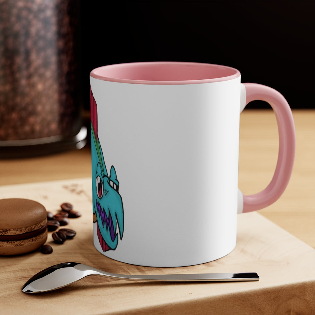 Cannip 11oz Accent Mug featuring a white ceramic body with a colored interior and handle, ideal for personalized designs.