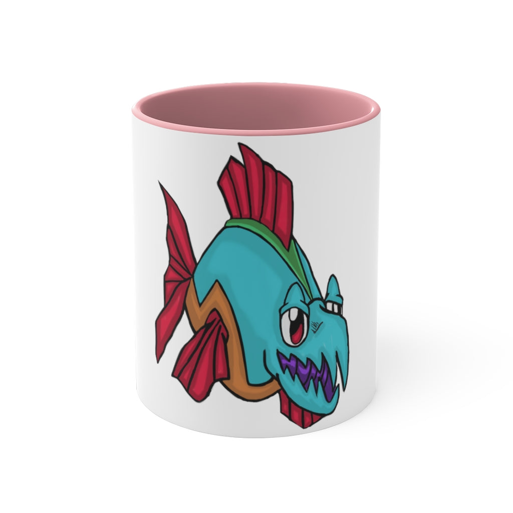 Cannip 11oz Accent Mug featuring a white ceramic body with a colored interior and handle, ideal for personalized designs.