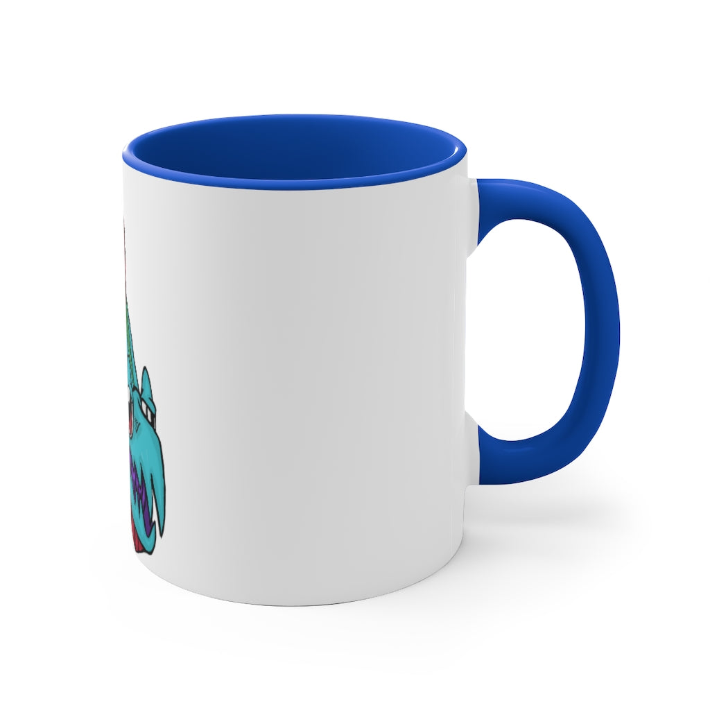 Cannip 11oz Accent Mug featuring a white ceramic body with a colored interior and handle, ideal for personalized designs.