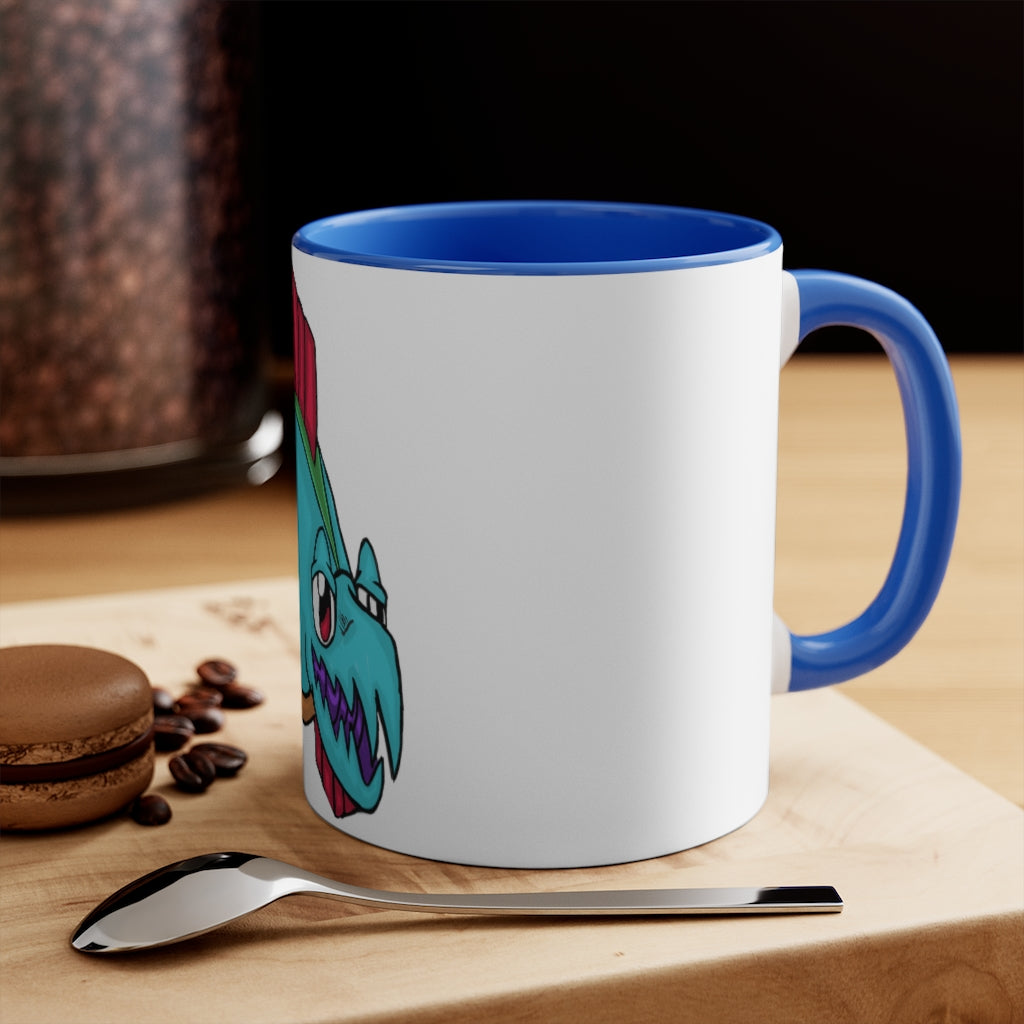 Cannip 11oz Accent Mug featuring a white ceramic body with a colored interior and handle, ideal for personalized designs.