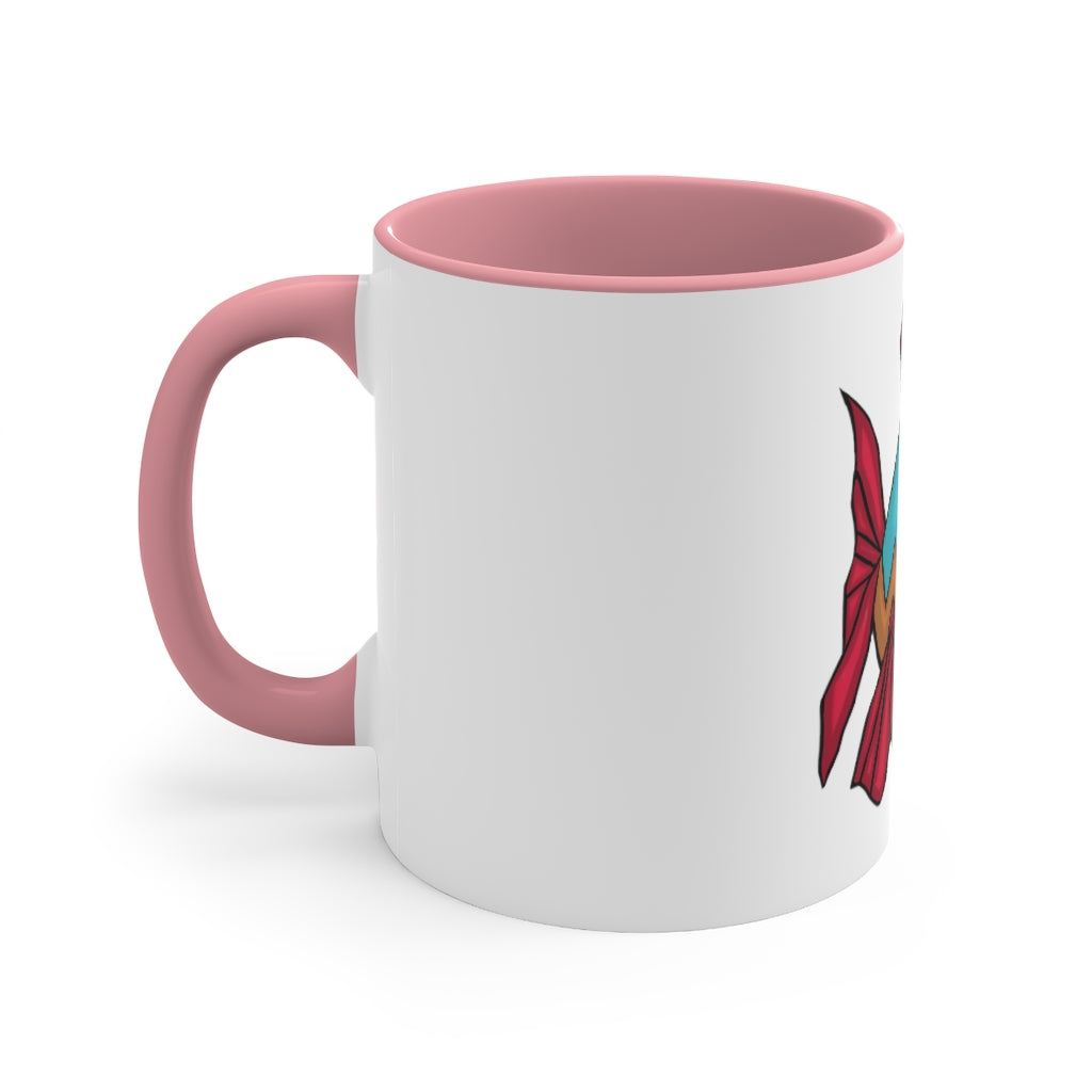 Cannip 11oz Accent Mug featuring a white ceramic body with a colored interior and handle, ideal for personalized designs.