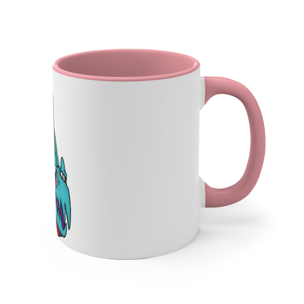 Cannip 11oz Accent Mug featuring a white ceramic body with a colored interior and handle, ideal for personalized designs.