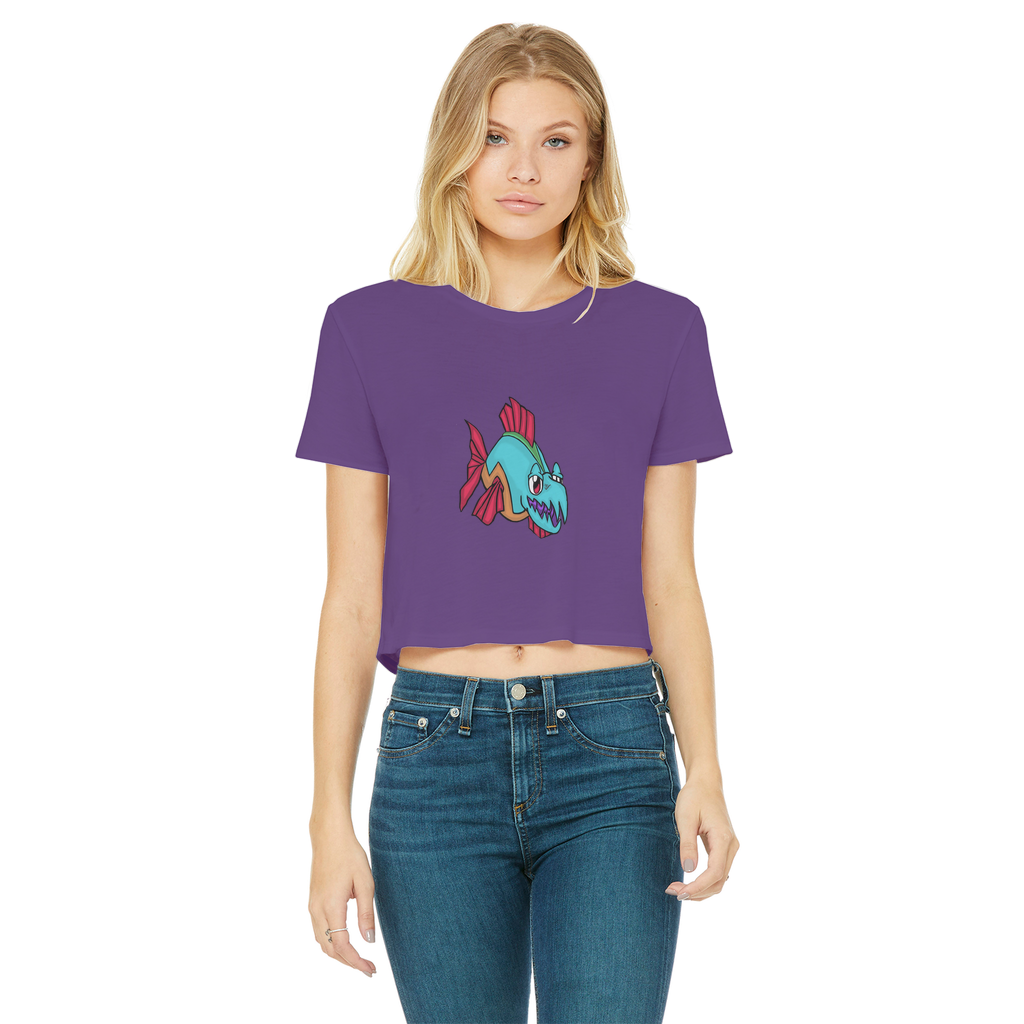 Cannip Classic Women's Cropped Raw Edge T-Shirt featuring a round neck, short sleeves, and a stylish raw edge hem in various colors.