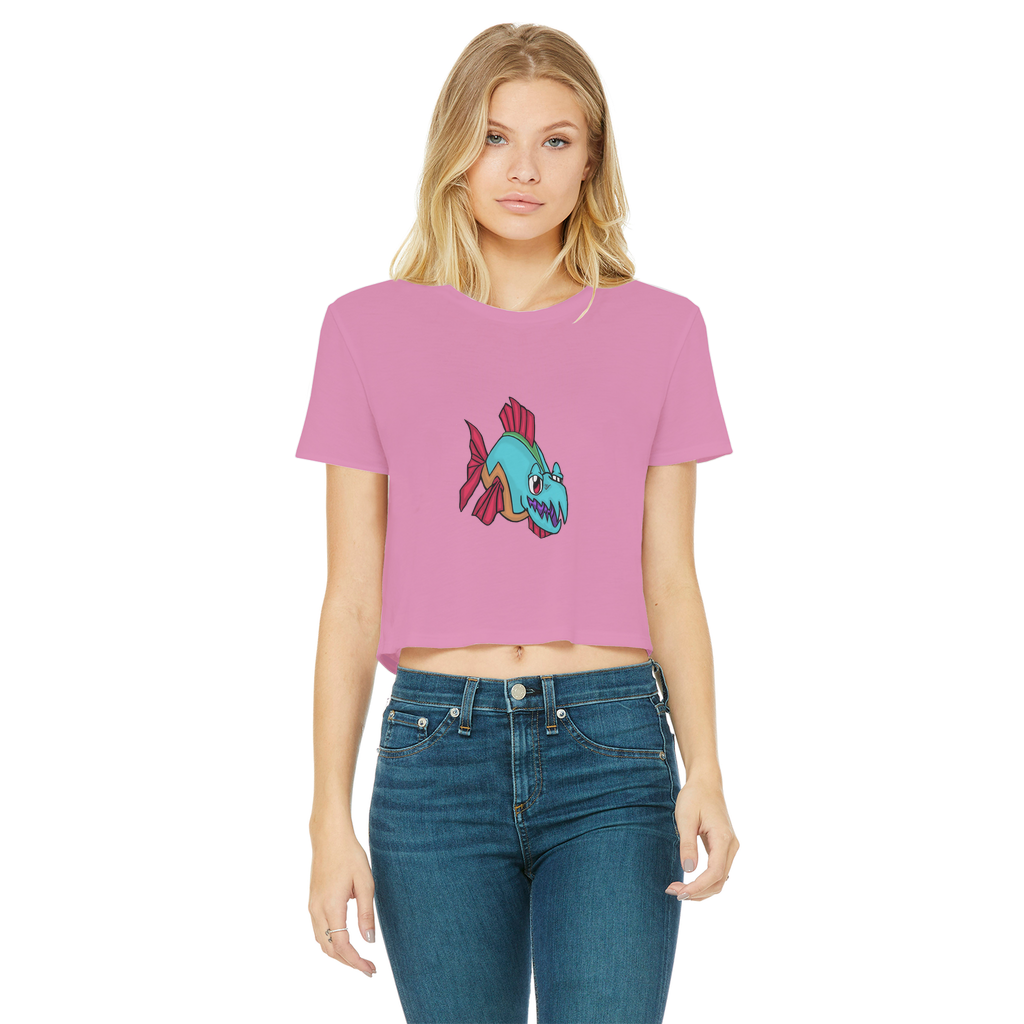 Cannip Classic Women's Cropped Raw Edge T-Shirt featuring a round neck, short sleeves, and a stylish raw edge hem in various colors.