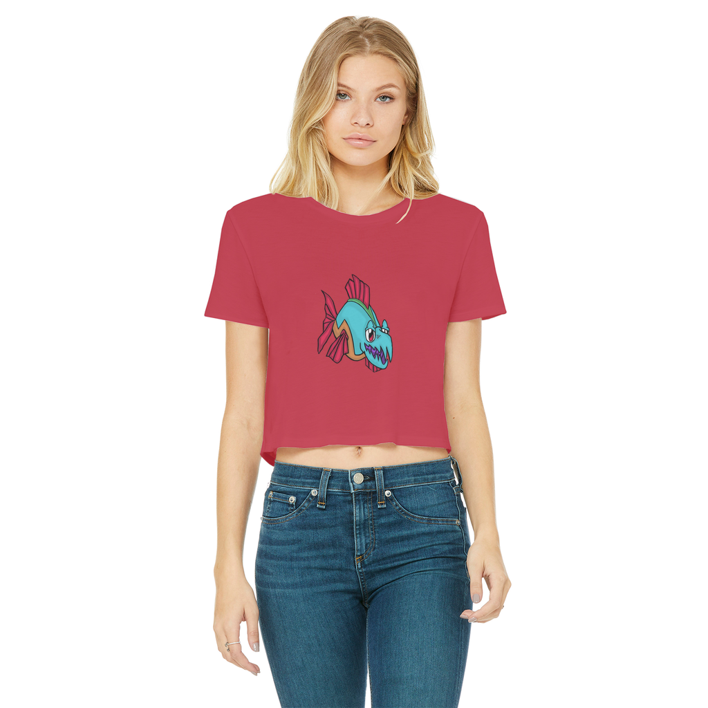 Cannip Classic Women's Cropped Raw Edge T-Shirt featuring a round neck, short sleeves, and a stylish raw edge hem in various colors.