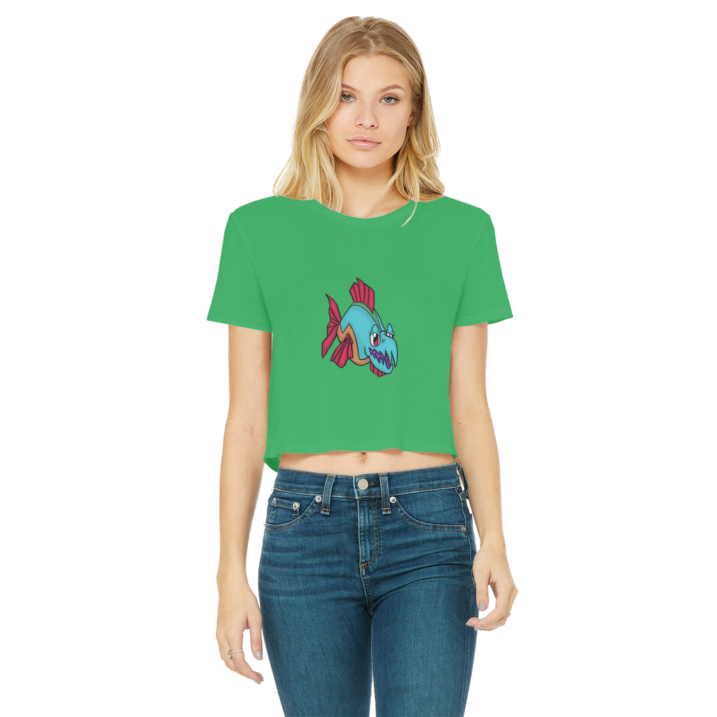 Cannip Classic Women's Cropped Raw Edge T-Shirt featuring a round neck, short sleeves, and a stylish raw edge hem in various colors.