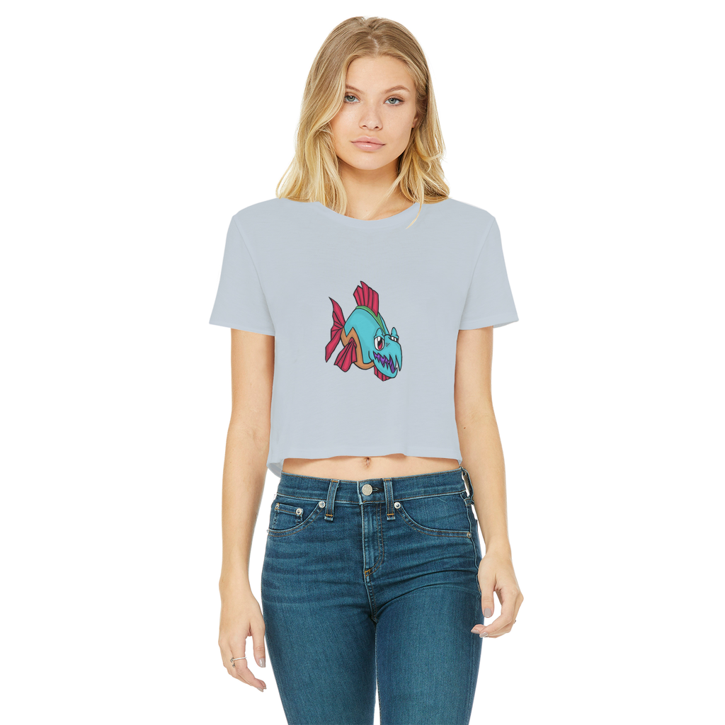 Cannip Classic Women's Cropped Raw Edge T-Shirt featuring a round neck, short sleeves, and a stylish raw edge hem in various colors.