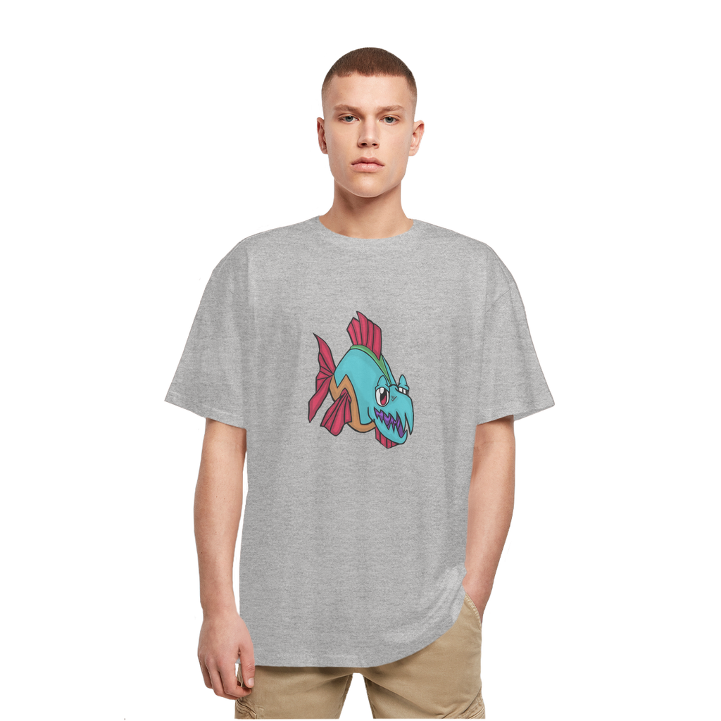 Cannip Heavy Oversized T-Shirt in a casual setting, showcasing its crew neck, dropped shoulders, and soft cotton fabric.