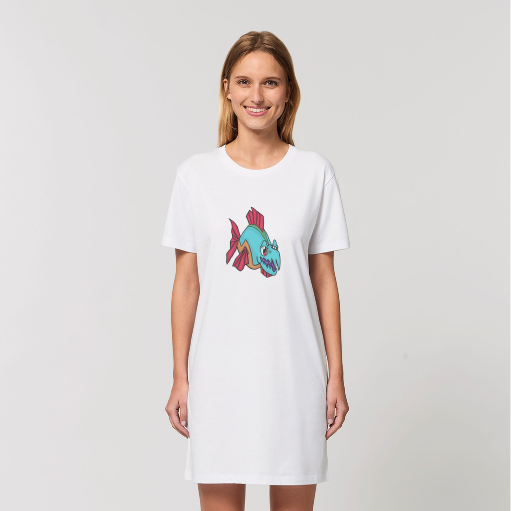 Cannip Organic T-Shirt Dress made from 100% organic cotton, featuring a soft-hand feel and stylish design, available in various sizes.