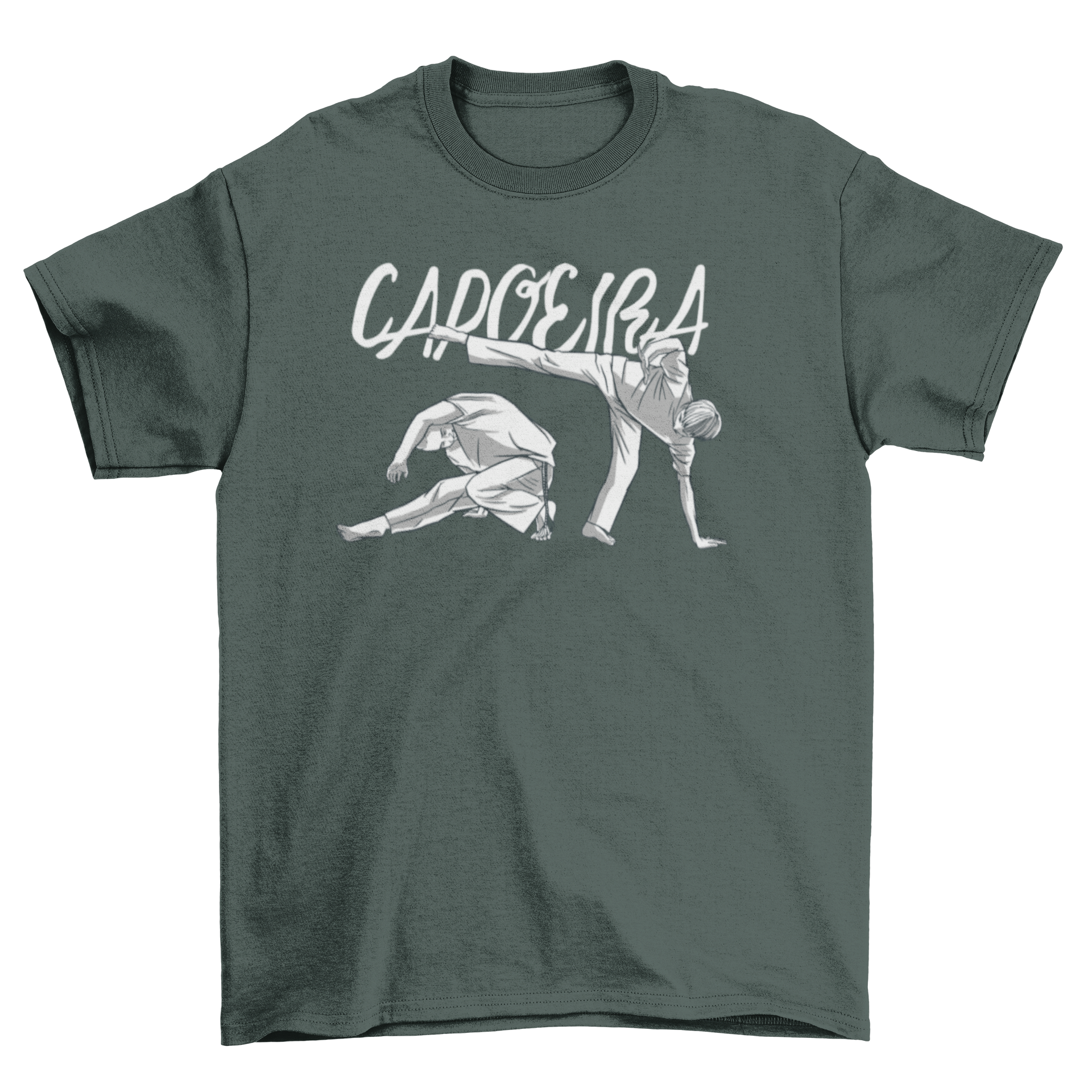 Capoeira dancing quote t-shirt featuring two dancers in black and white design.