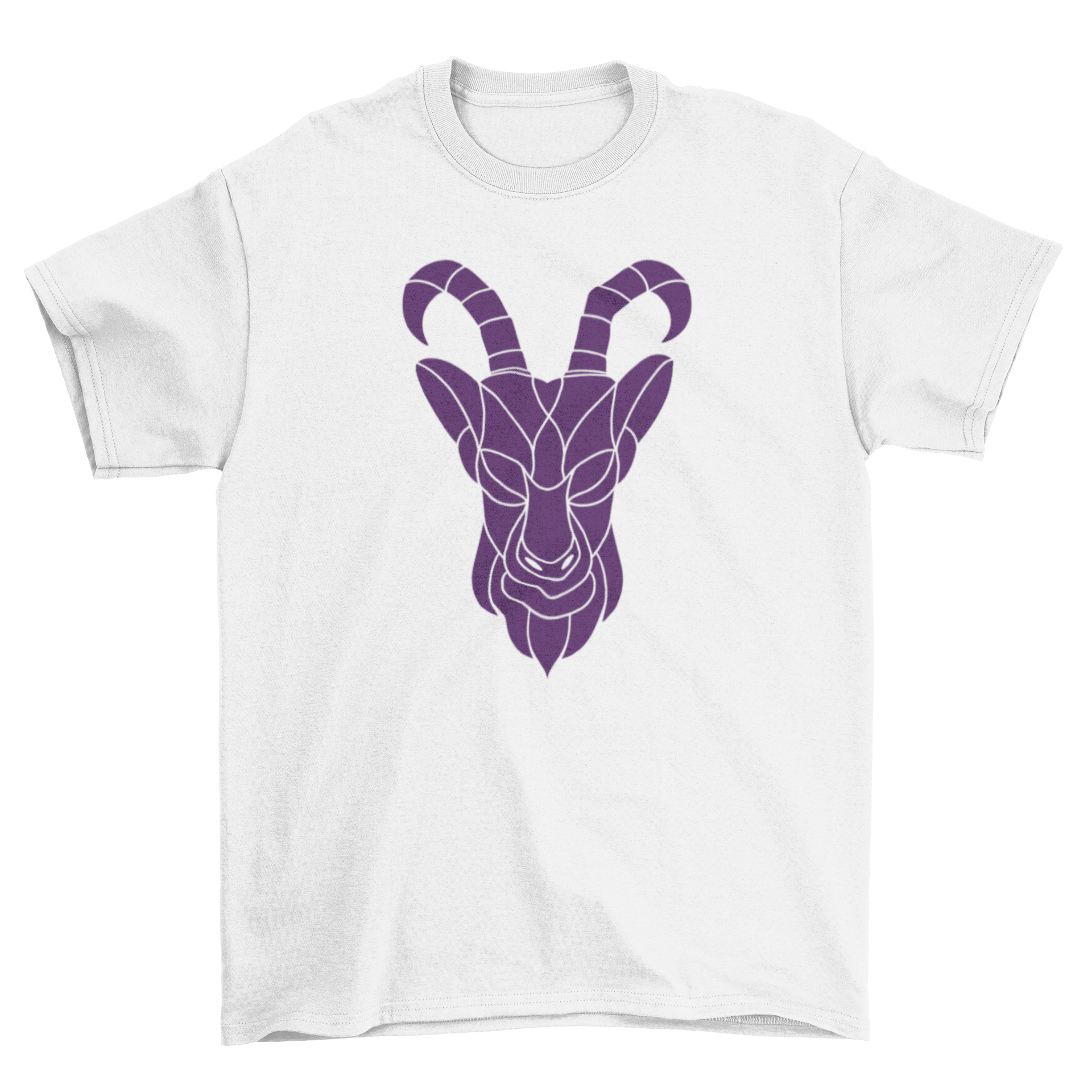 A stylish t-shirt featuring a Capricorn goat symbol in a creative cut-out design, perfect for zodiac enthusiasts.