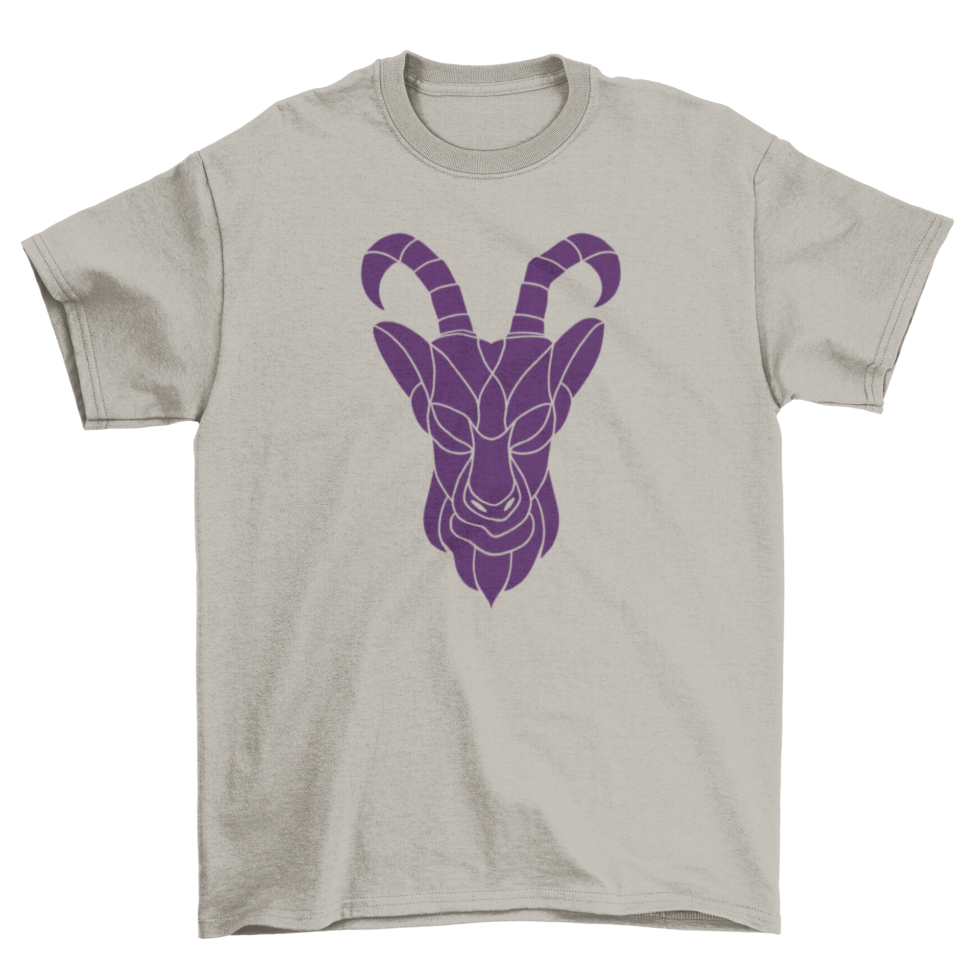 A stylish t-shirt featuring a Capricorn goat symbol in a creative cut-out design, perfect for zodiac enthusiasts.