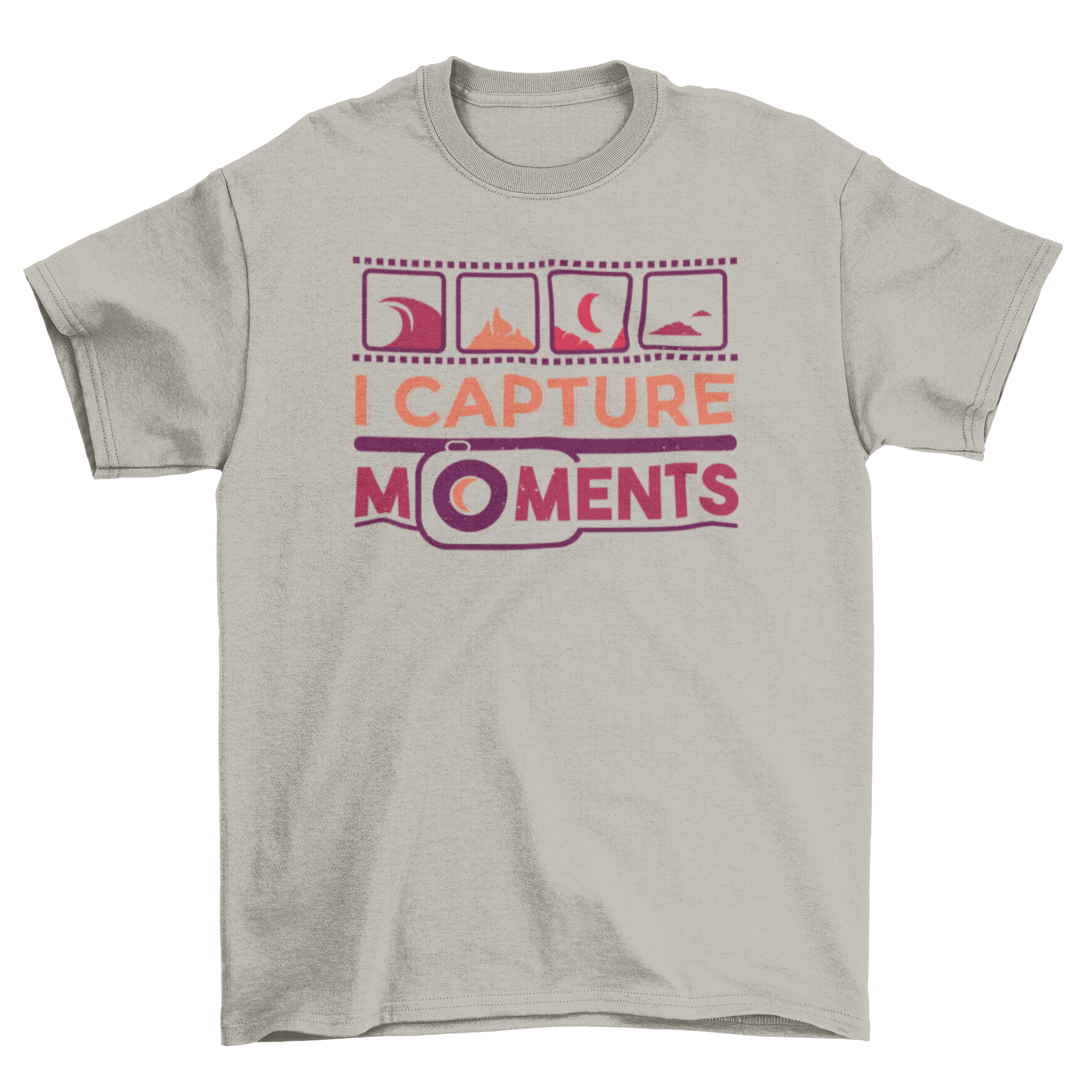 Capture moments t-shirt featuring the quote 'I capture moments' in stylish typography.