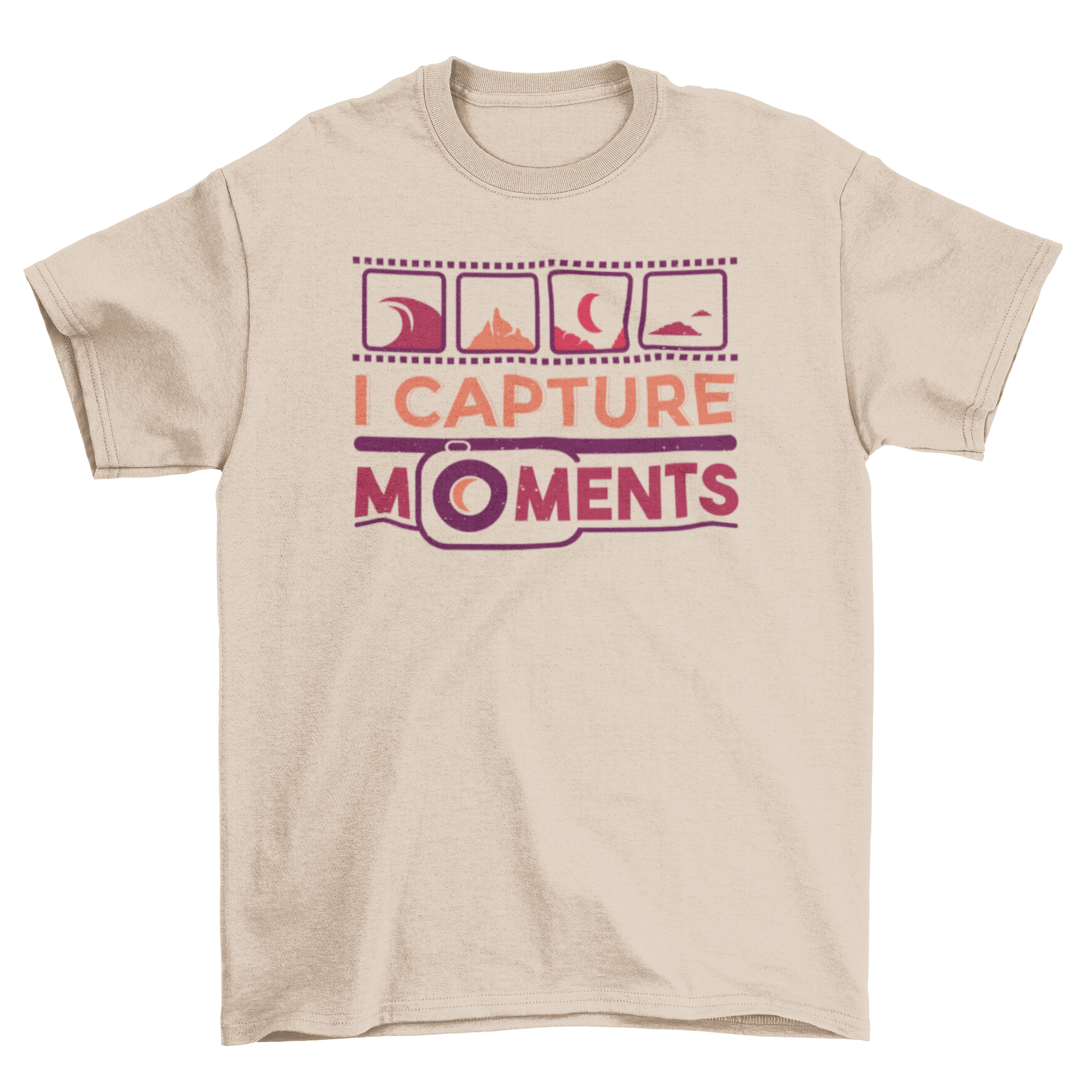 Capture moments t-shirt featuring the quote 'I capture moments' in stylish typography.