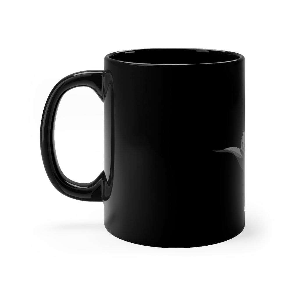 Carcoot Black mug 11oz with rounded corners and C-handle, showcasing full-wrap decoration.