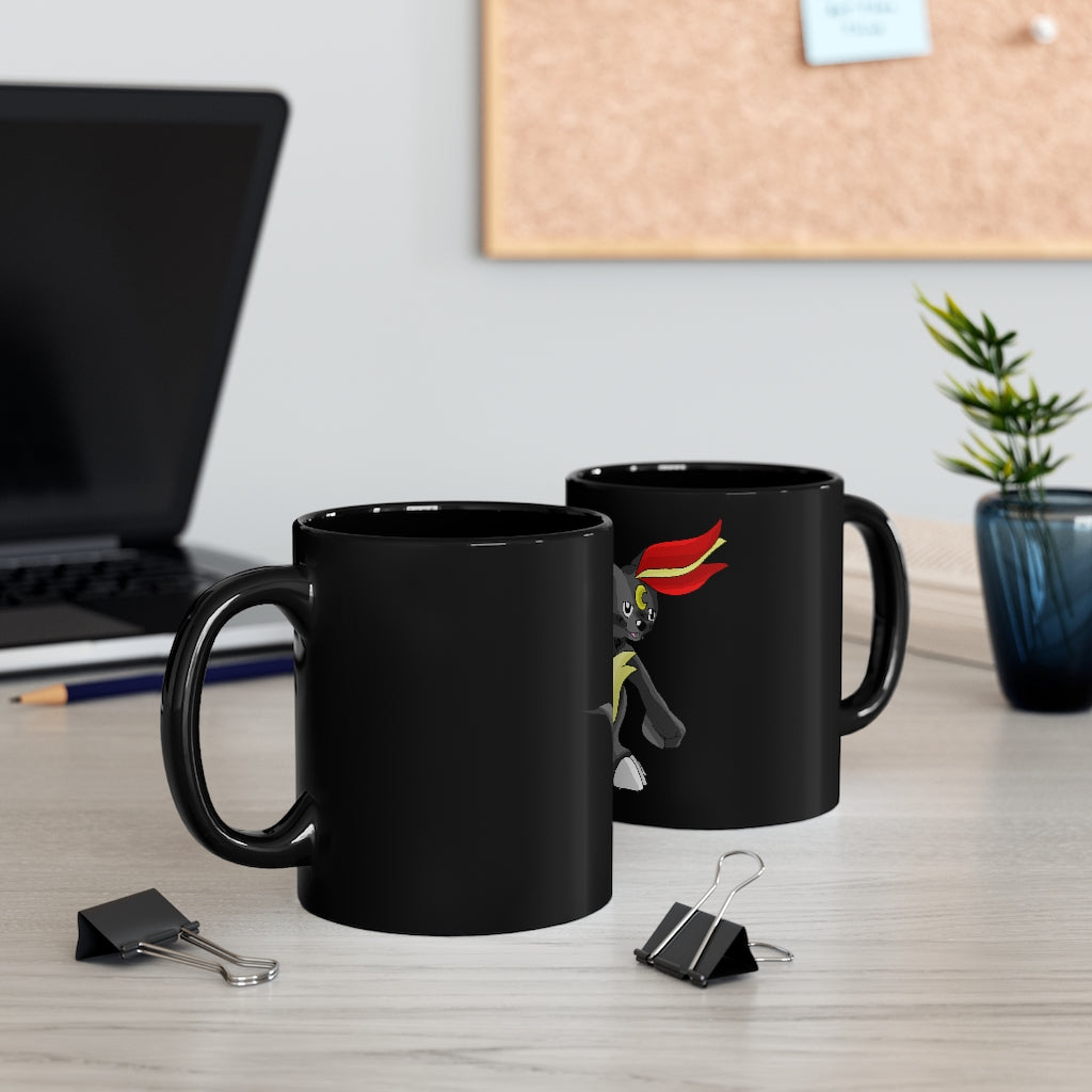 Carcoot Black mug 11oz with rounded corners and C-handle, showcasing full-wrap decoration.