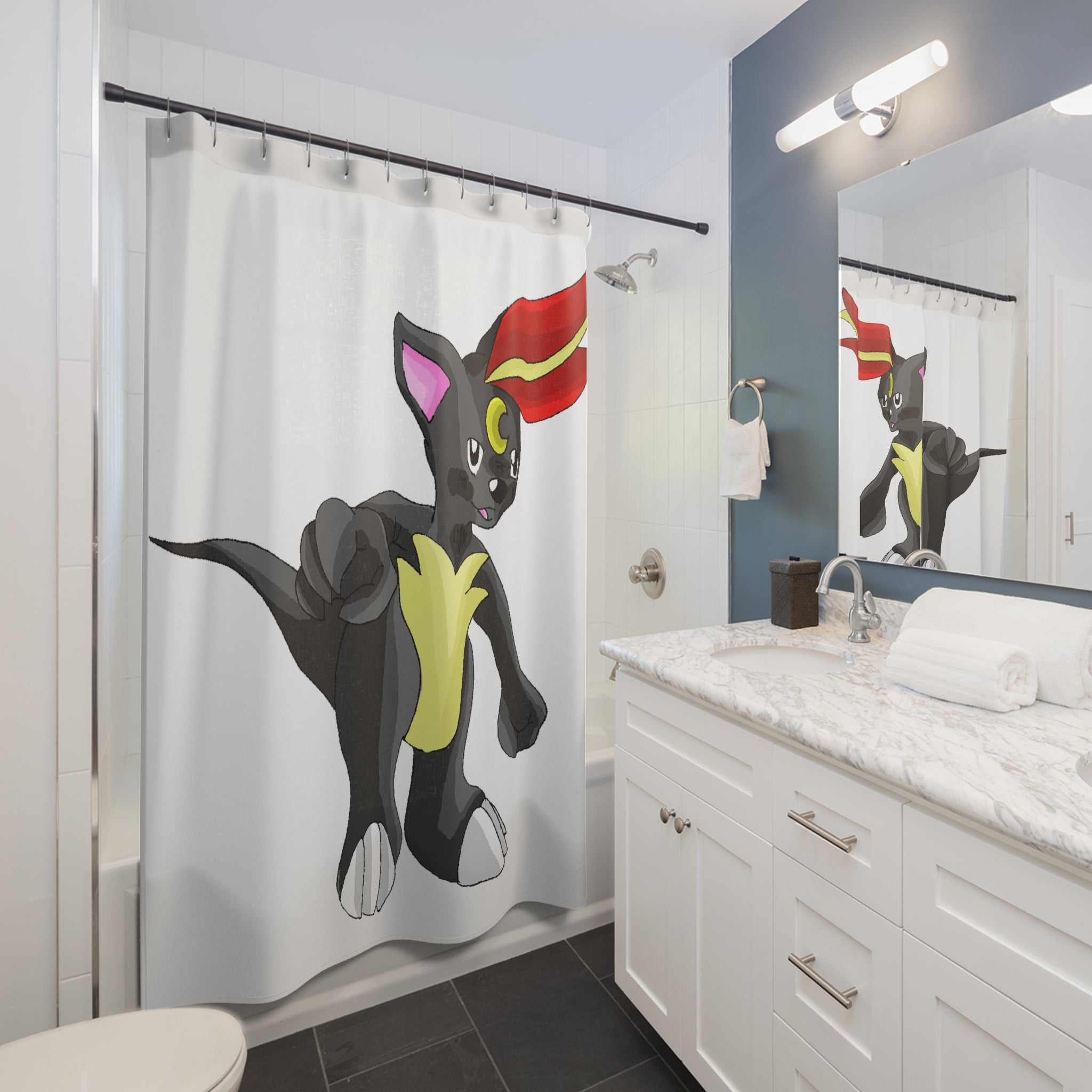 Carcoot Shower Curtain featuring vibrant custom designs on durable polyester fabric, ideal for bathroom decor.