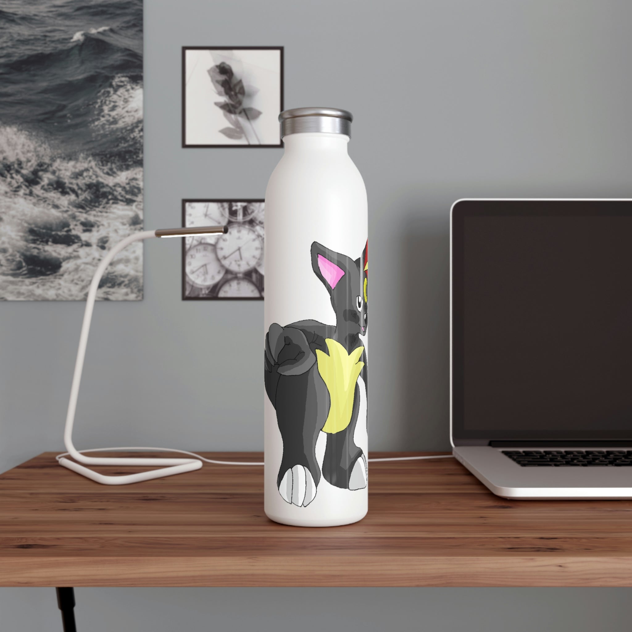 Carcoot Slim Water Bottle in matte finish with silver cap, showcasing its stylish design and personalized options.