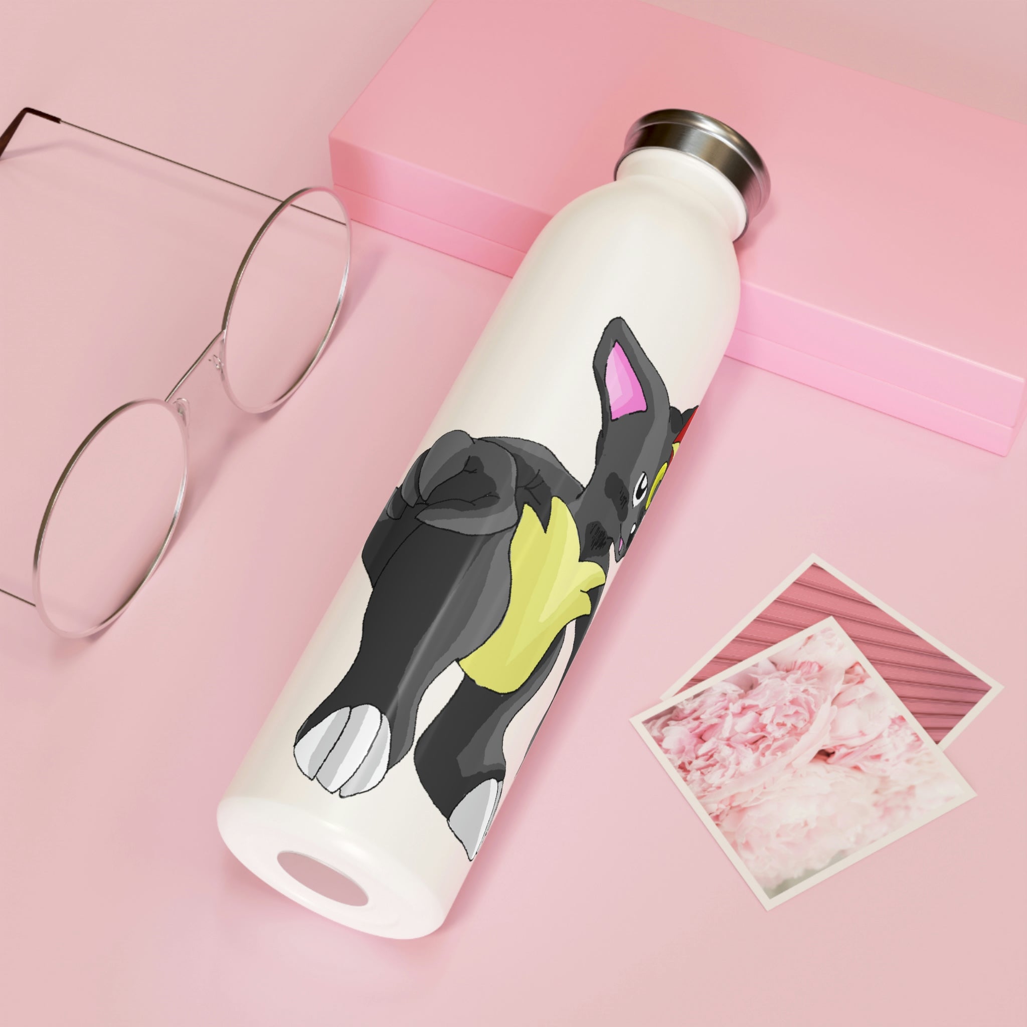 Carcoot Slim Water Bottle in matte finish with silver cap, showcasing its stylish design and personalized options.