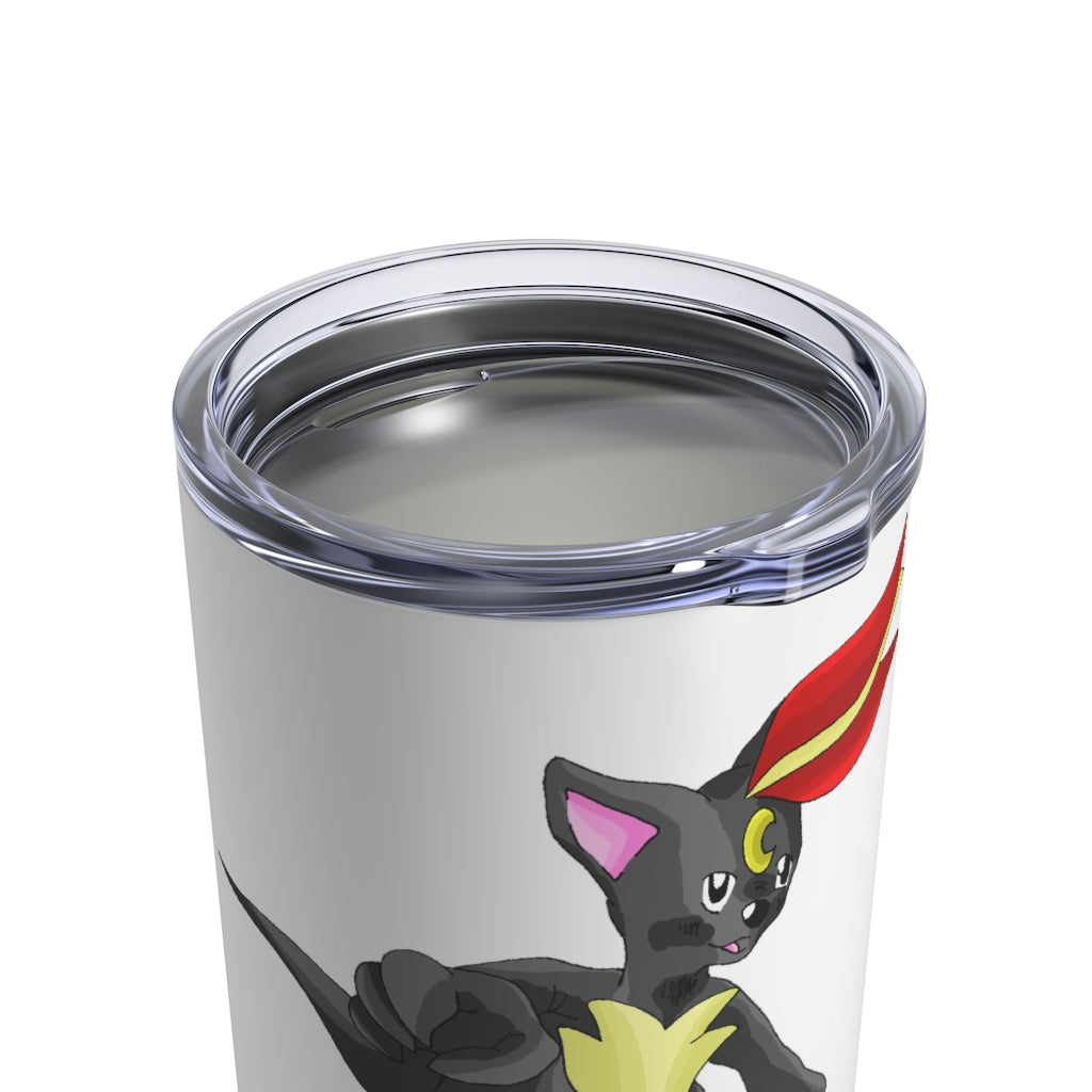 Carcoot Tumbler 10oz in stainless steel with a see-thru plastic lid, showcasing its sleek design and rounded corners.