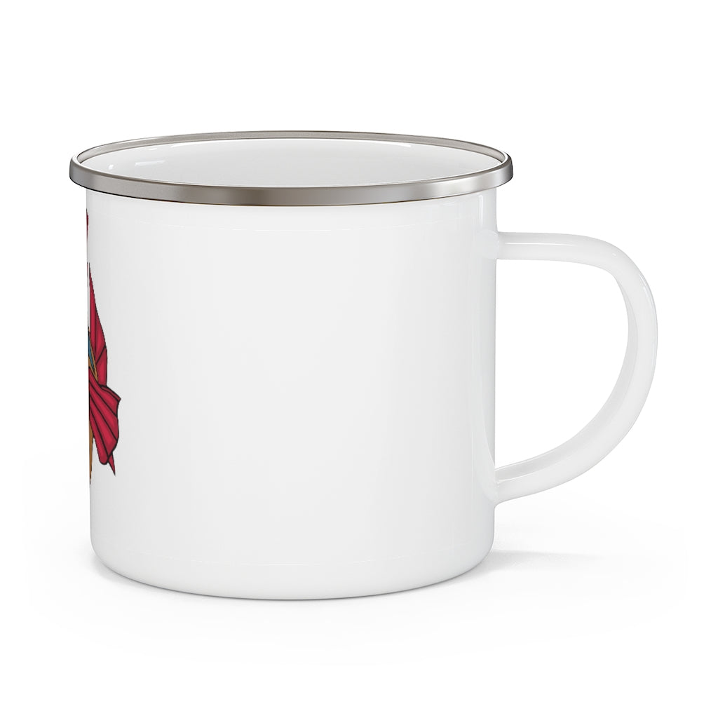 Carnevorenip Enamel Camping Mug with a C-handle, featuring a durable stainless steel body and customizable full-color design.