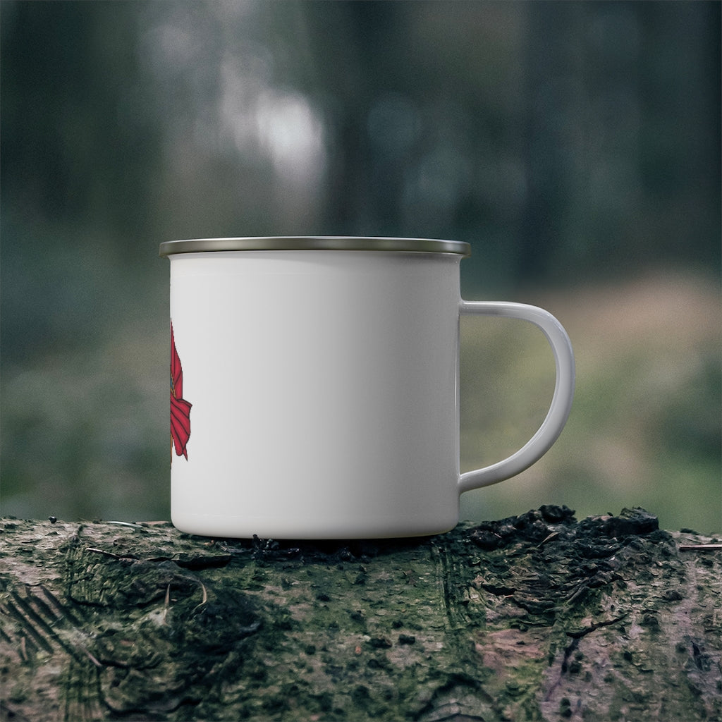 Carnevorenip Enamel Camping Mug with a C-handle, featuring a durable stainless steel body and customizable full-color design.