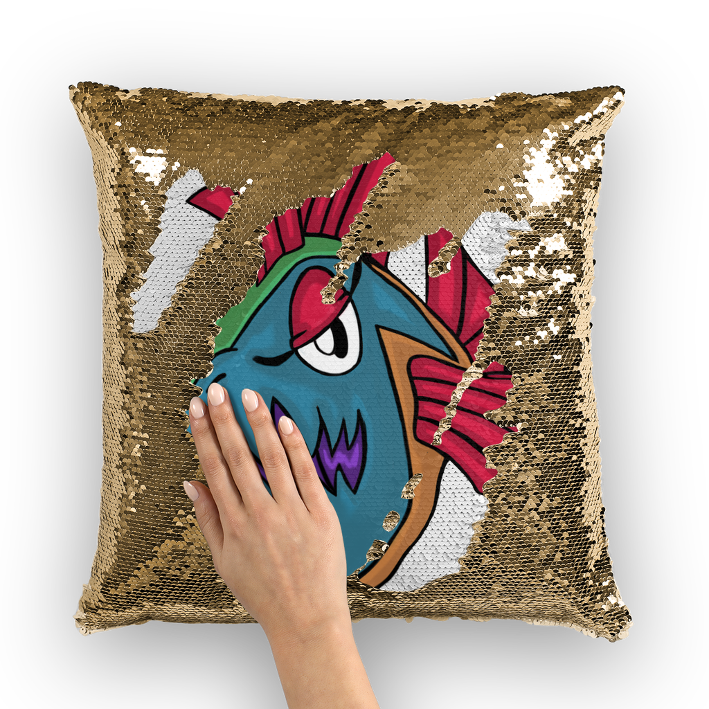 Carnevorenip Sequin Cushion Cover featuring a vibrant mermaid design with shimmering sequins on the front and a plain back.